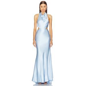 Michael Costello Light Blue Backless Dress